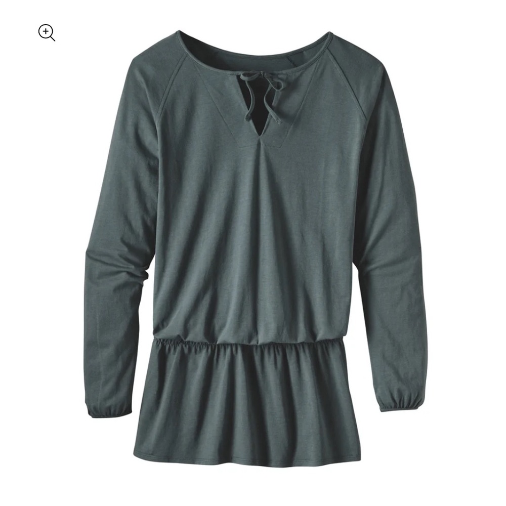 Patagonia Kamala Drop Waist Long Sleeve Tunic Top Green - Size L Large